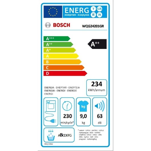 ΣΤΕΓΝΩΤΗΡΙΟ ΕΛΕΥΘΕΡΟ 60CM BOSCH WQG24201GR S6 (9KG / D)